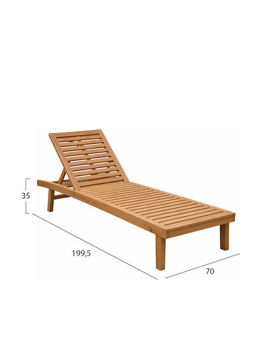 Wooden Deckchair Luella Beige 199.5x70x35cm Wooden Deckchair Luella Beige 199.5x70x35cm