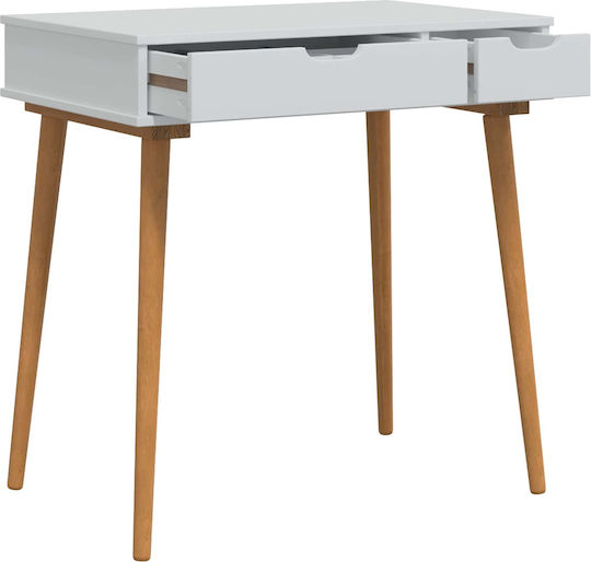 Floor-standing Bedroom Dressing Table Fauske from Solid Wood White with Mirror & Stool 76x50x103.5cm