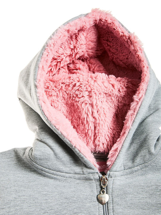 Kids Sweatshirt Cardigan With Hood And Pockets Grey