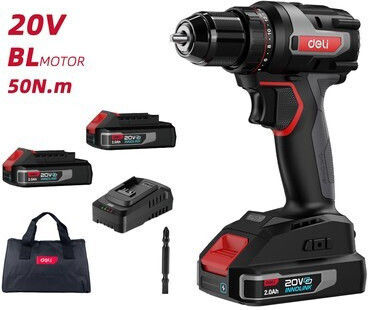 Deli DM131726 Percussive Battery Drill Driver Brushless 20V 2x2Ah