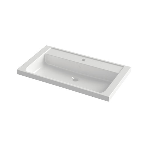 Orabella Badezimmer Waschtisch-Einheit mit Waschbecken & Spiegel M81xB45xH70cm Chrom