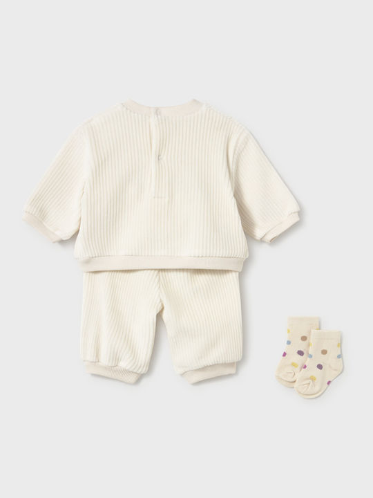 Kids Sweatpants Set Ecru 3 Pieces