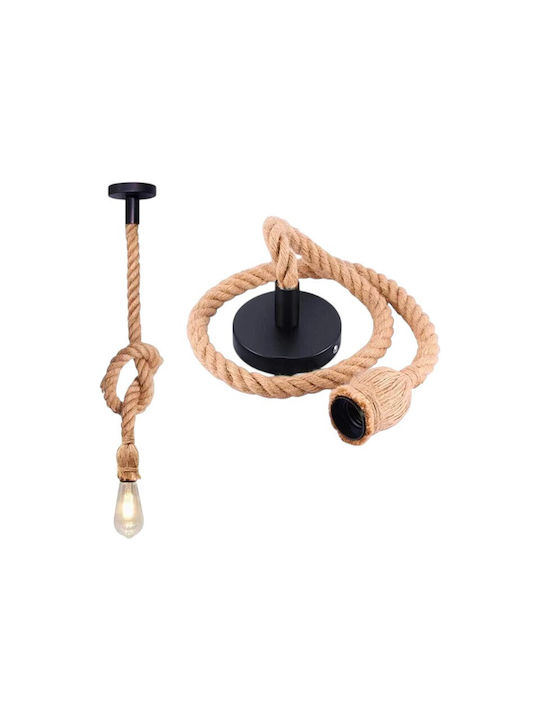 Boho Hanging Light with Rope for E27 Socket