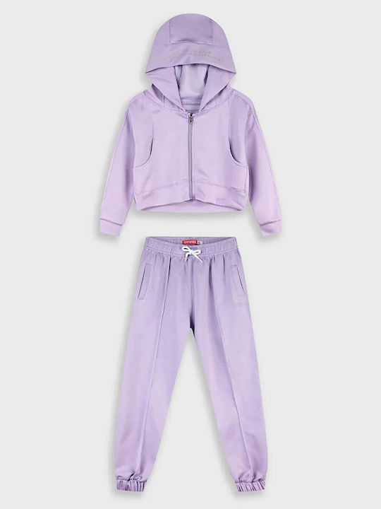 Kinder Sweatpants Set Mit Flieder Jacke