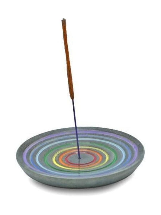 Stone Base for Incense Sticks or Cones Seven Chakra Design 10cm