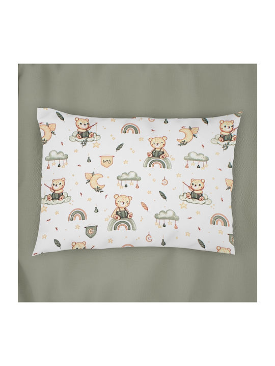 Dimcol Βρεφική Μαξιλαροθήκη από 100% Βαμβάκι White-olive 35x45εκ.