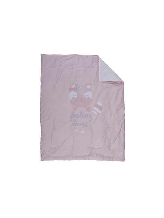 Nef-Nef Homeware Lovely Fox Βρεφικό Κουβερλί Διπλής Όψης Βαμβακερό Ροζ 110x140cm