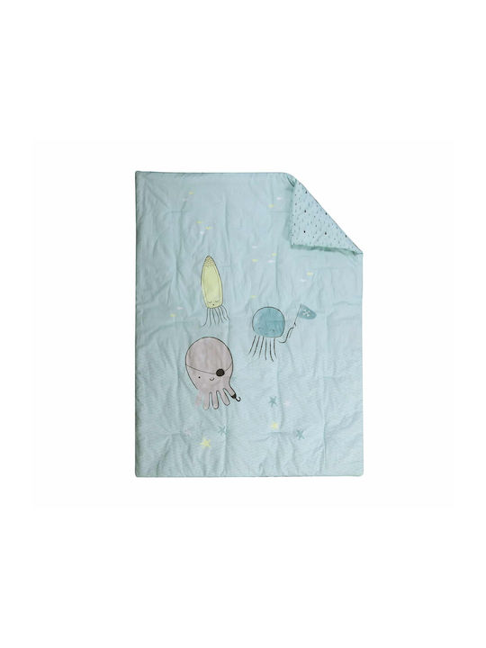Nef-Nef Homeware Ocean Friends Baby Quilt Baumwolle Hellblau 110x140cm