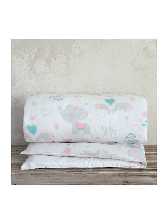 Nima Little Love Βρεφικό Κουβερλί Βαμβακερό Λευκό 100x140cm