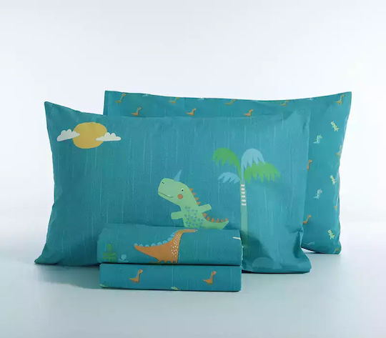 Nef-Nef Homeware Σετ Μονά Dinos On Wheels Μπλε 170x260cm Nef-Nef Homeware Σετ Μονά Dinos On Wheels Μπλε 170x260cm