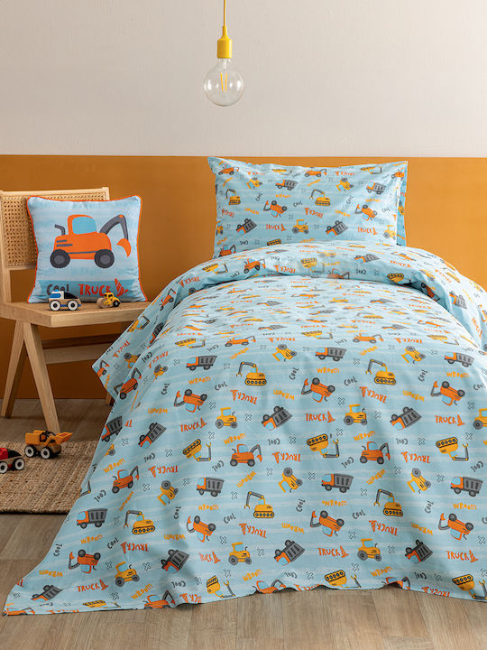 Palamaiki Kids Sheets Set with Elastic Band Cotton Mk781 Light Blue 110x200cm 3 Pieces