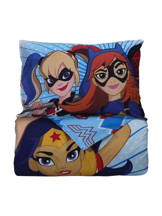Das Home Sheet Set Single Cotton Super Hero Girls 5005 Light Blue 160x260cm