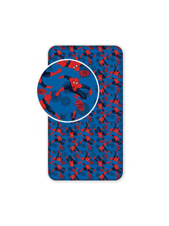 Single Sheet with Elastic Band Cotton Blue 90x200cm