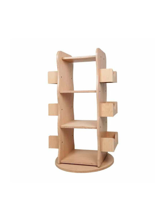 Kids Wooden Bookcase Montessori Rotating Brown 61x12x107.5cm