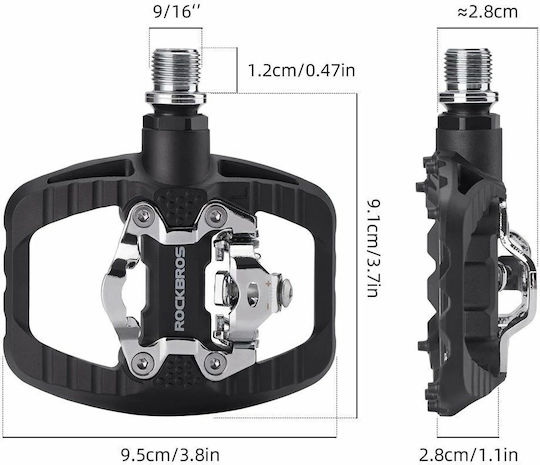 Rockbros Bicycle Pedals Flat Black