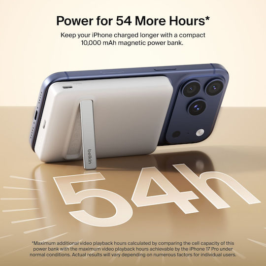 Belkin BoostCharge Slim Qi2 Power Bank 10000mAh 30W mit 2 USB-C Ausgangsanschlüsse Weiß