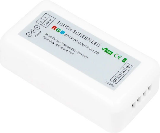 GloboStar Διακόπτης Dimmer με Πλαίσιο Ταινία LED Αφής 2.4G Round 12-24 Volt DC Λευκό σε Λευκό Χρώμα