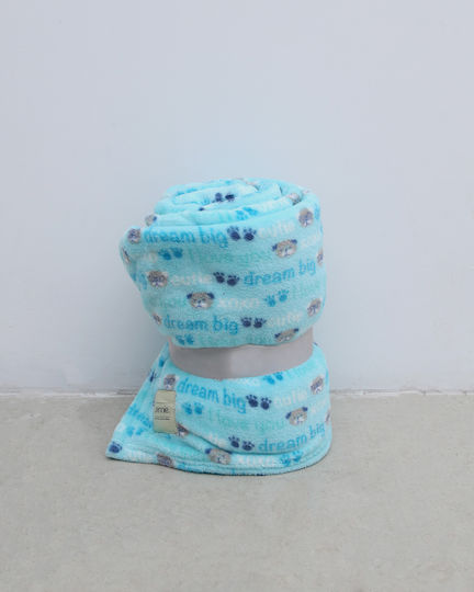 Pennie Samt Kinderdecke Dream Big Hellblaue 152x245cm