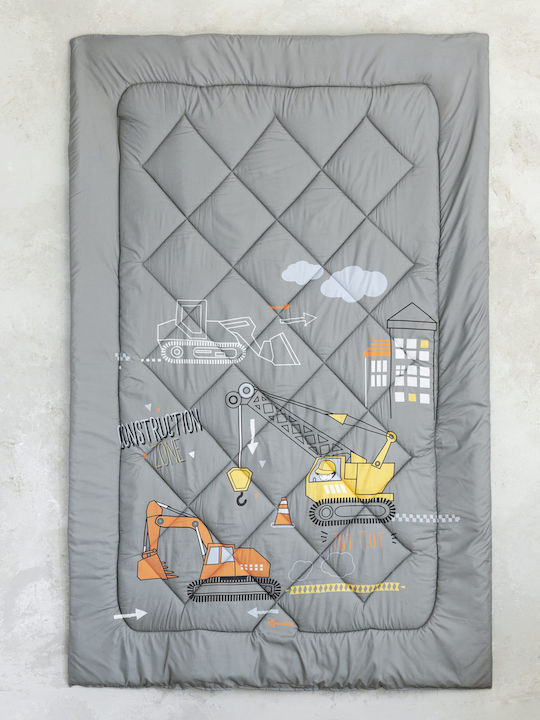Nima Kids Duvet Single with Microfiber Filling Under Construction Gray 160x240cm