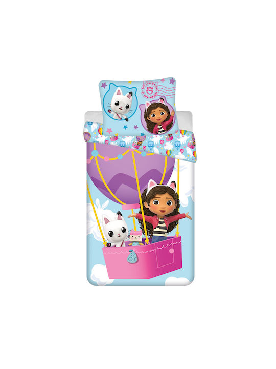 Gabby's Dollhouse Set Kids Duvet Cover Single with Pillowcase Cotton Light Blue 140x200cm