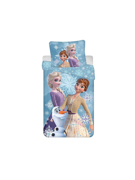 Disney Frozen Snowflake Bedding Set Kids Duvet Cover Single with Pillowcase Cotton White 100x135cm