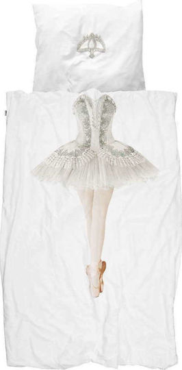 Snurk Ballerina Conținut set Husă de pilotă pentru copii Single cu față de pernă Alb 135x200cm