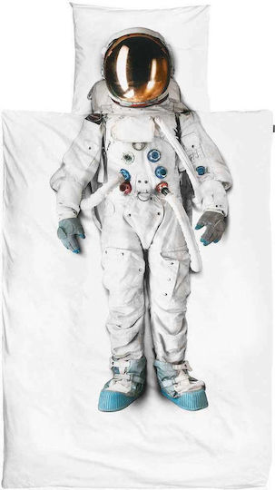 Snurk Astronaut Conținut set Husă de pilotă pentru copii Single cu față de pernă Gri 140x200cm