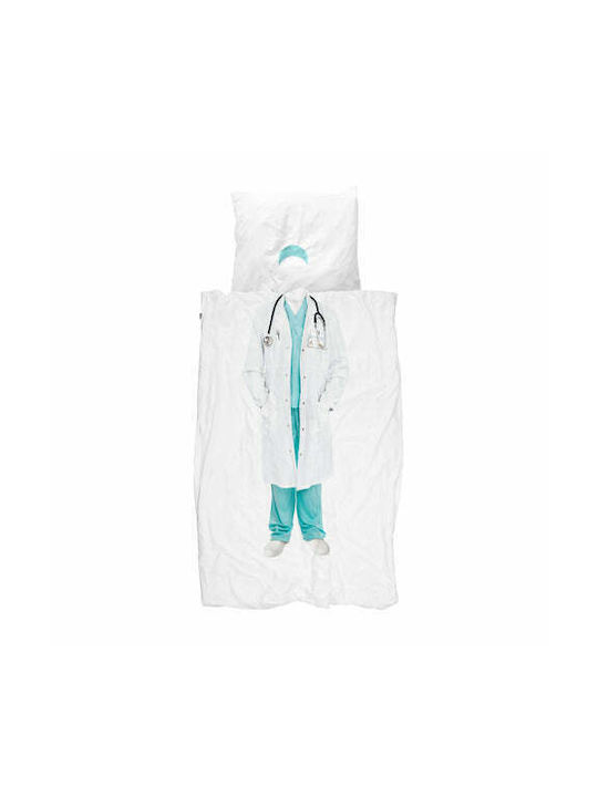 Snurk Doctor Set Kids Duvet Cover Single with Pillowcase White 140x200cm