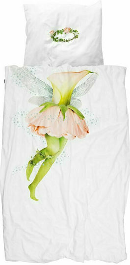 Snurk Fairy Set Kids Duvet Cover Single with Pillowcase Green 160x220cm