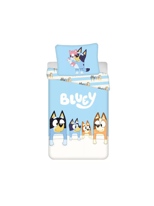 Set Kids Duvet Cover Single with Pillowcase Cotton Blue 140x200cm
