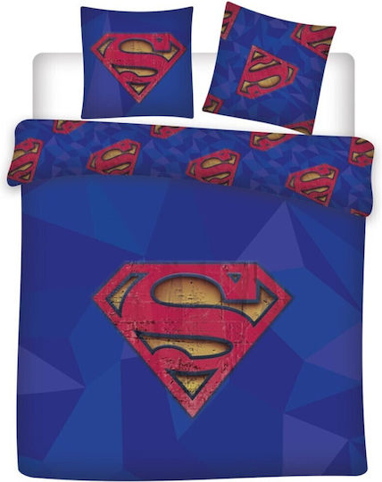 Superman Set Kids Duvet Cover Super King Blue