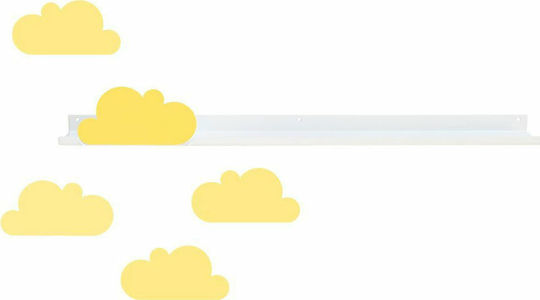 Kinderregal Wolken Wandhalterung Gelbe 50x5x5,5cm TRΕS190