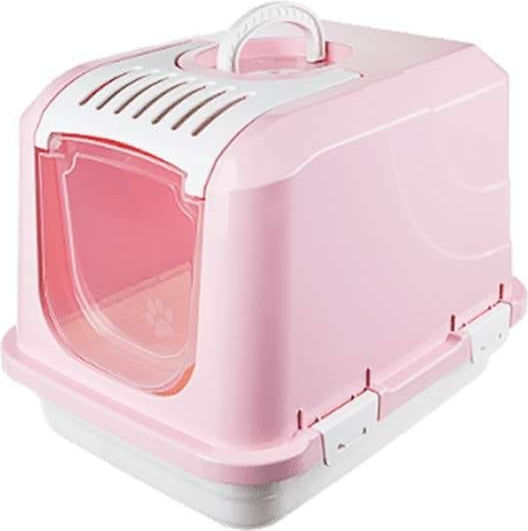Closed Cat Toilet with Filter and Sieve Pink W58 x D42 x H42cm