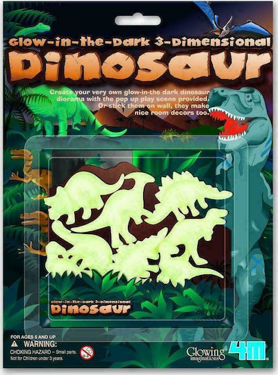 4M Kids 3D Glow-in-the-Dark Wall Sticker Dinosaurs 8pcs