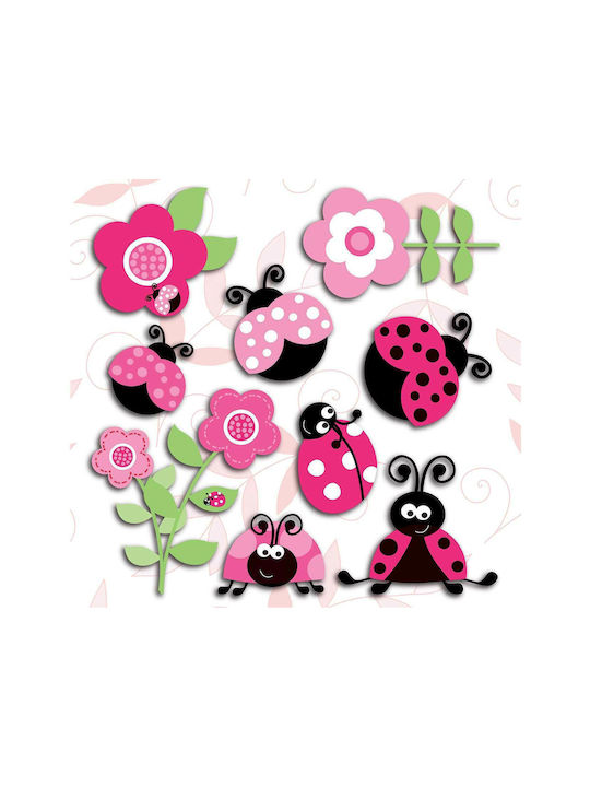 Ango Kinder Wandsticker Wand 3D Schaumstoff Pink Ladybugs 30x30cm 10Stück