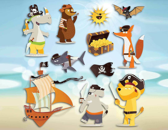 Ango Kids Foam Vinyl 3D Wall Sticker Pirates 31.5x36cm 11pcs