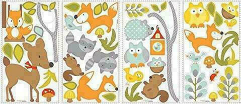 RoomMates Decor Kids Wall Sticker Fox + Friends