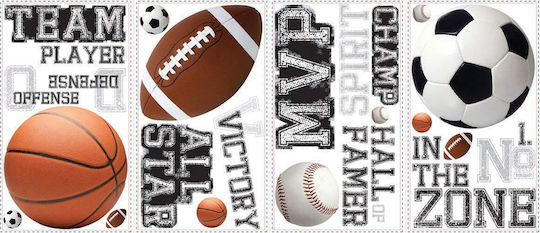 RoomMates Decor Kids Vinyl Wall Sticker All Star Sports 24pcs