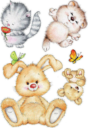 Ango Kids Vinyl Wall Sticker Cute Animals XL 67x100cm 12pcs