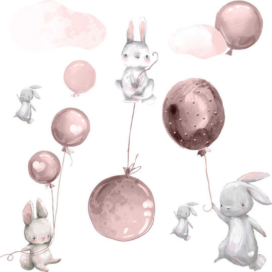 Kids Wall Stickers Bunny Clouds Balloons Sticker 100x200