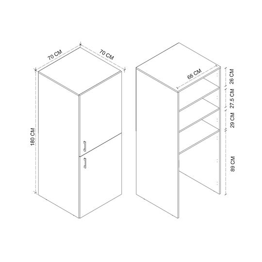 Megapap Badezimmerschrank Wäscherei 70x70x180cm Weiß