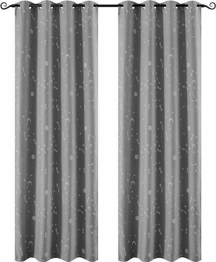 Beauty Home Kinder Vorhang Verdunkelung Leuchtend mit Grommet Grau 140x260cm