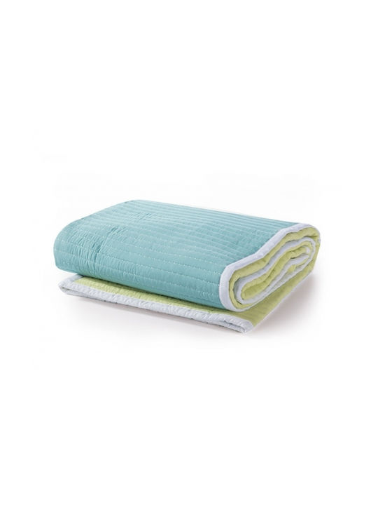 Nef-Nef Homeware Kids Quilt Single 032695 Aqua/Lime 160x220cm