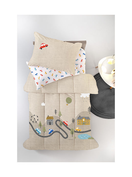 Guy Laroche Kids Single Quilt Set with Pillowcase Natural Suede 160x230cm