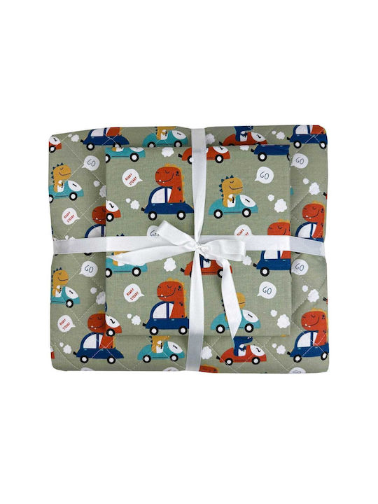 Astron Italy Kids Quilt Set Single with Pillowcase Dino Formula Green 160x240cm