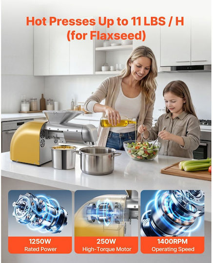 Vevor Electric Oil Press 5 Kg 1250w Hot & Cold Extraction Ddzyj1800w46fxk8l001v2