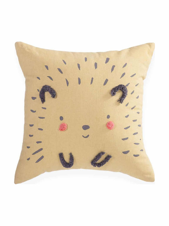 Nef-Nef Homeware Παιδικό Διακοσμητικό Μαξιλάρι Cute Hedgehog Κίτρινο 35x35εκ.