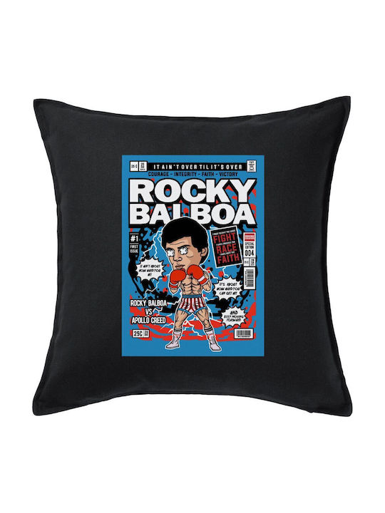 Rocky Balboa Μαξιλάρι Καναπέ Μαύρο 100% Βαμβάκι Περιέχεται Γέμισμα 50x50cm