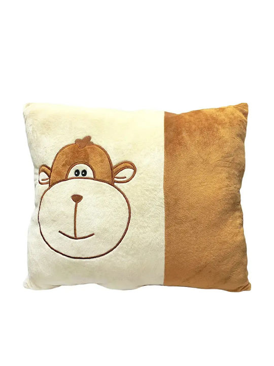 Decorative Pillow Children Chippo 1369-55-b 1-116 Large Monkey Two-tone Extra Soft 57 X 50 Cm Beige Brown