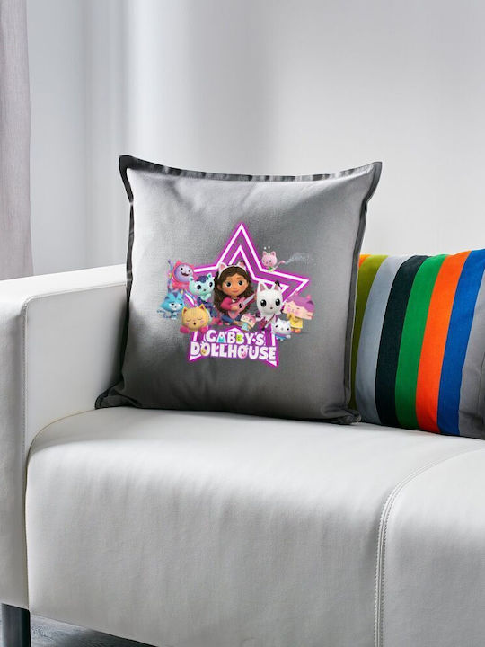 Gabby Dollhouse Dollhouse Pillow Gray 100% Cotton Includes Filling 50x50cm